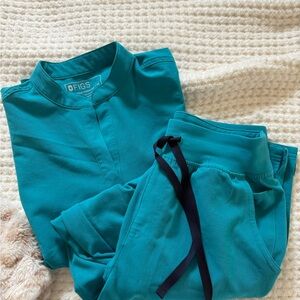 Figs Teal Rafaela top XS, high waisted yola small petite